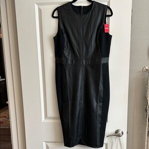 NEW LISTING SPANX BRAND NEW WITH TAGS!Sleeveless Black Faux Leather Sheath Dress